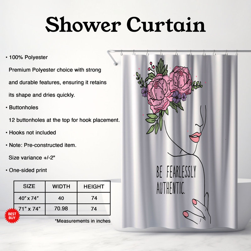 Rideaux de douche 1 pièce, H 74 po x l 40 po