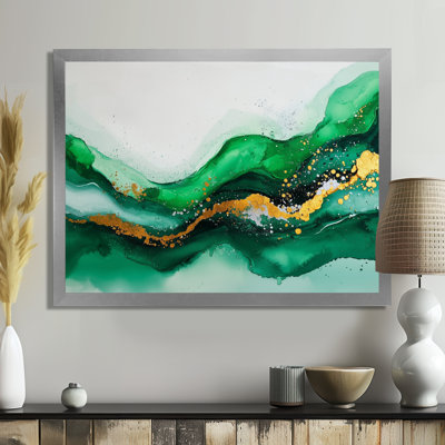 Abstrait fugue blanche et verte en couleur III - Art minimaliste abstrait