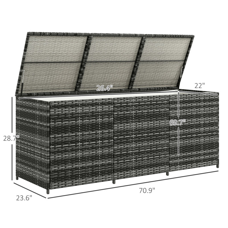 Boîte extérieure Pe - 175 gallons avec doublure intérieure pour terrasse, piscine, outils de jardinage