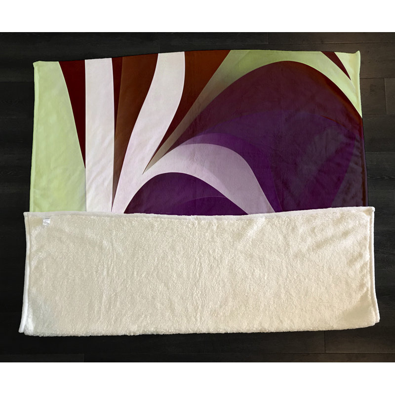 Throw Blanket, 51" W x 60" L, Abstract, Green/Orange/Purple