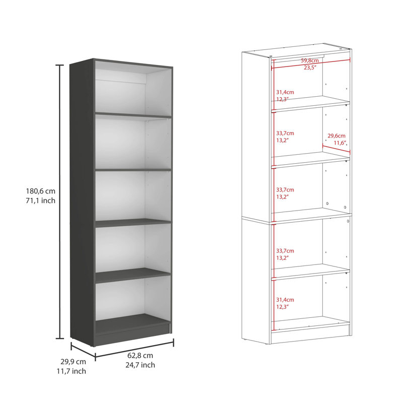 Kenyon 2 Piece Home Bookcase Set, 42" Wide With 10 Shelves, Living Room Set Matt Gray / White, Gray/White