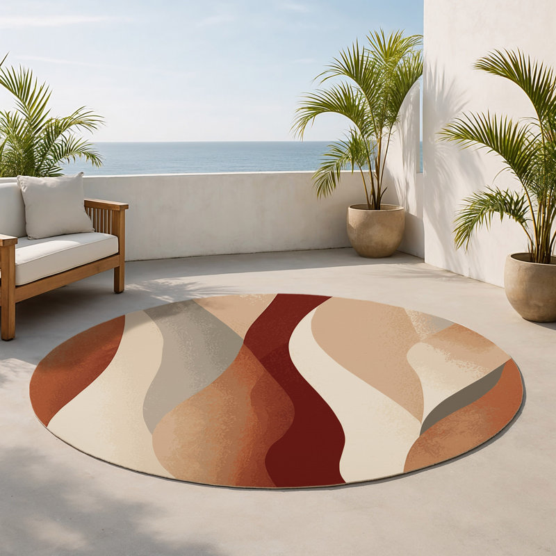Tapis intérieur et extérieur Arid Elegance, Rond 5 pi