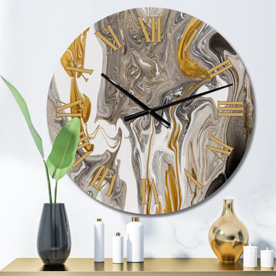 Horloge murale moderne dorée et grise