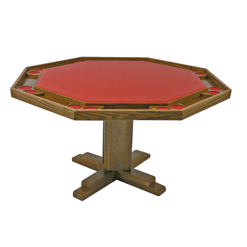 Table de poker 52 po, Chêne espagnol, Vinyle rouge