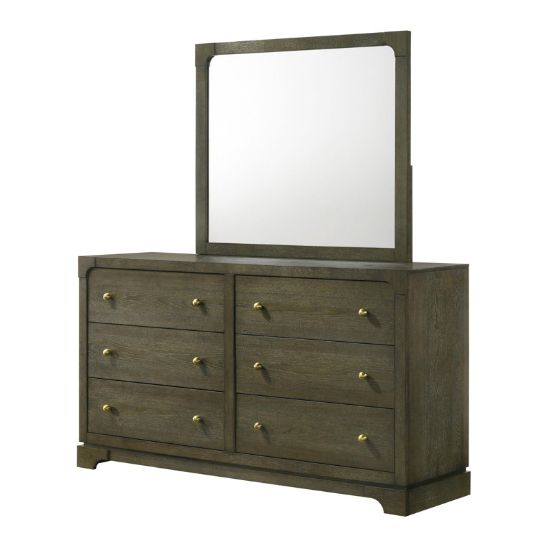 6-Drawer Dresser And Mirror Dark Cocoa