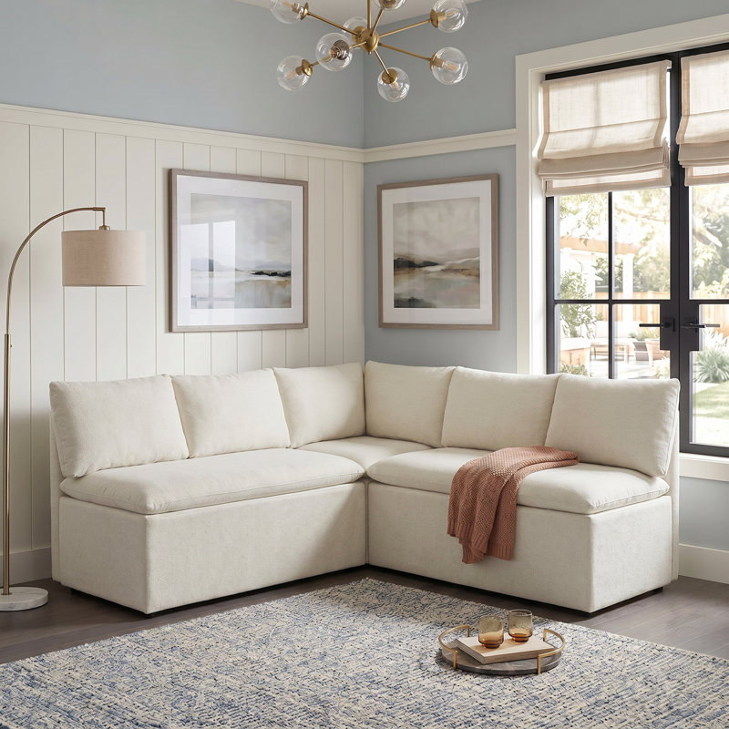 Upholstered Corner Dining Banquette with Storage, Linen