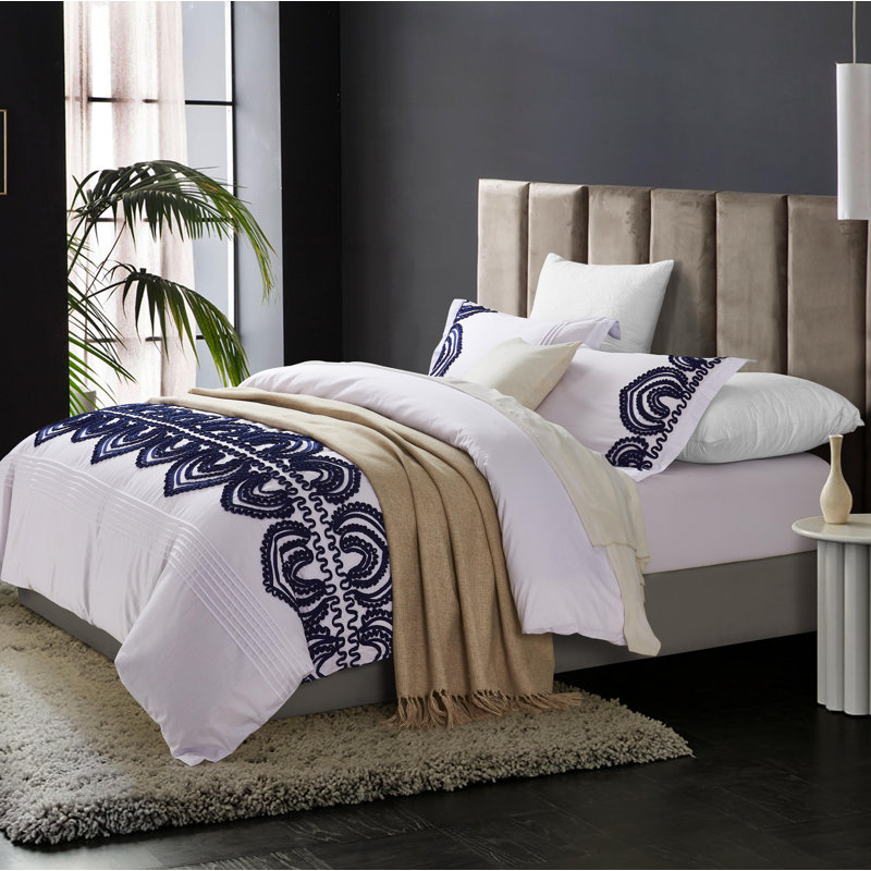 Cotton Twill Duvet Cover, Full/Queen Duvet Cover + 2 Shams, Navy