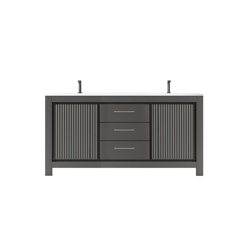 Ensemble de meuble-lavabo double 59 po Jocelynmarie, Cendres