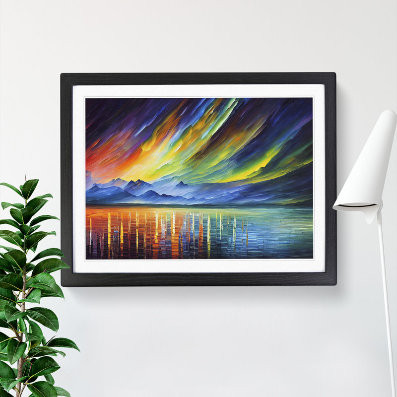 Special Aurora Borealis Vol.6 Abstract - Single Picture Frame Painting, 46cm H x 64cm W x 2cm D, Black