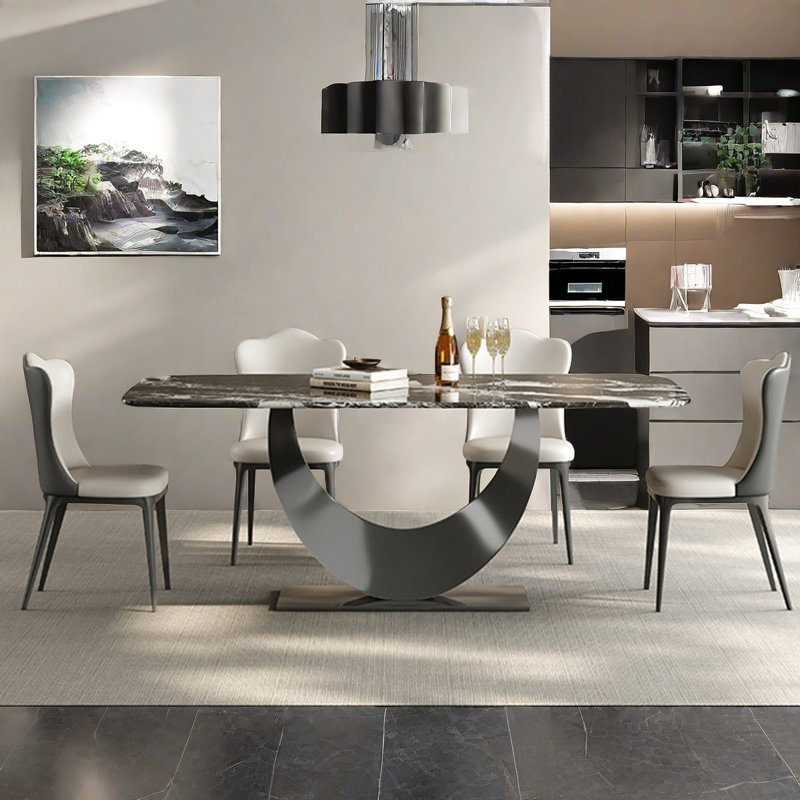 Modern Luxury Microlite Stone Dining Table, 29.5"H x 55.1"L x 31.4"W 