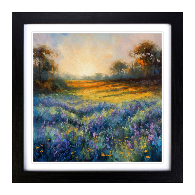 Bluebell Color Field Painting No.4 - Framed Print, Black