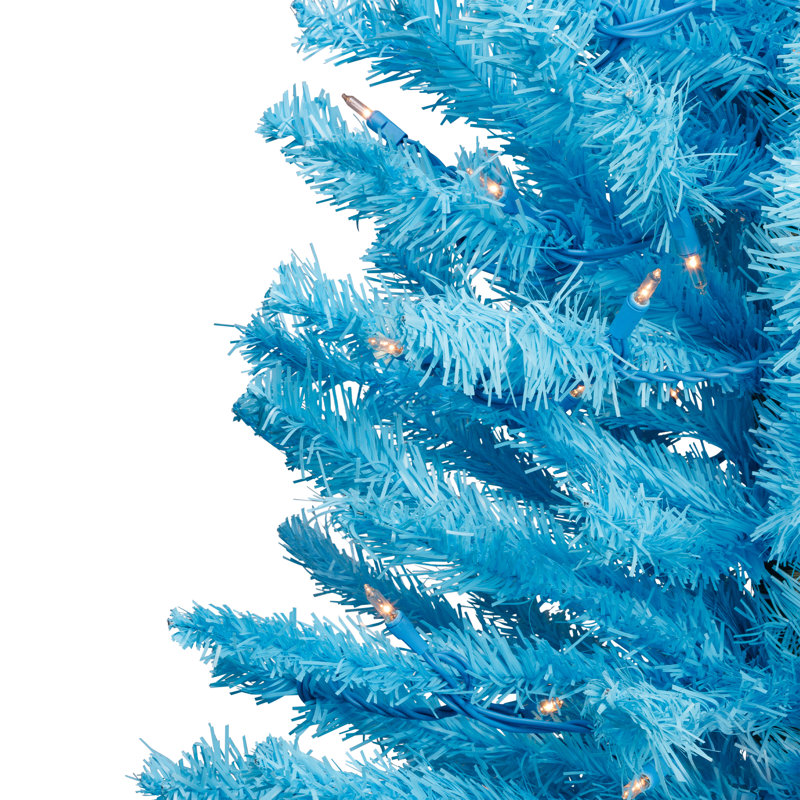 Pre-Lit Medium Pine Artificial Christmas Tree - Sky Blue - Clear Lights, 4'