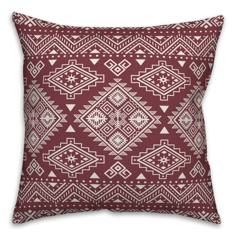 Geometric Throw Pillow, 18" x 18", Maroon