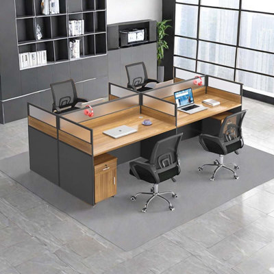 Mitsue Rectangle 4 Person Cubicle with Cable Management