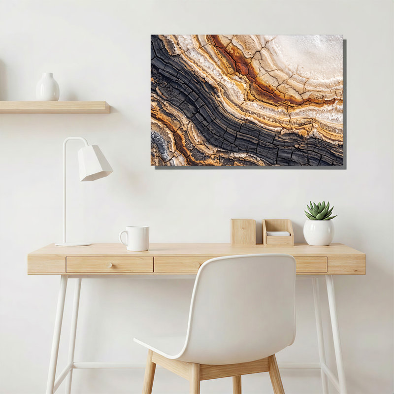Abstract Layered Earth Texture in Black and Rust Canvas Wall Art, 24"H x 36"W