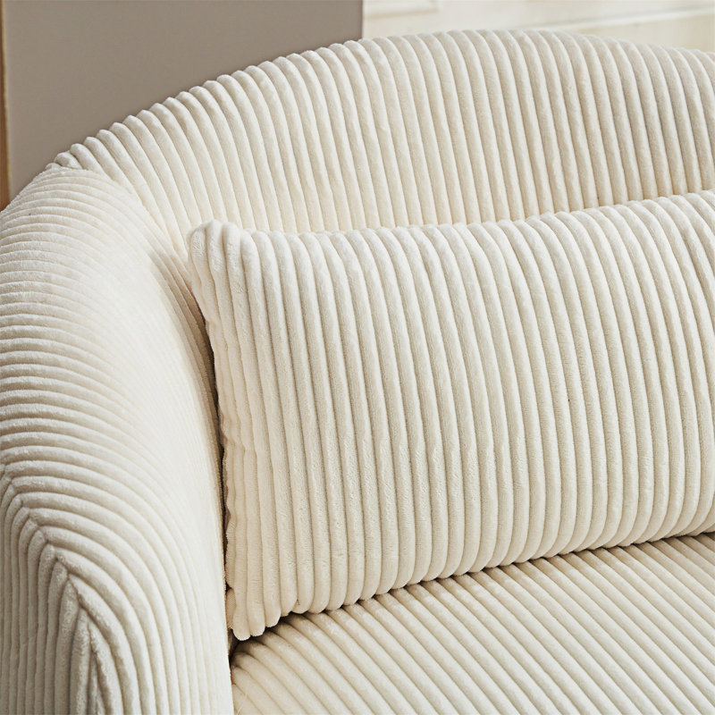 Fauteuil d'appoint rembourré pivotant demi-tonneau avec coussin, Ivoire ivoire