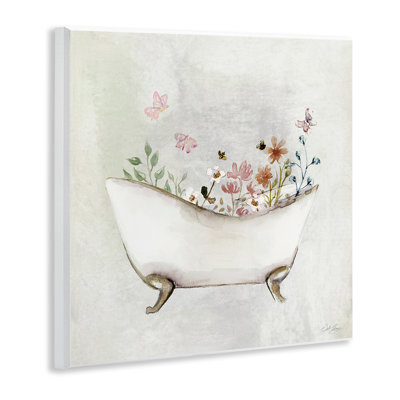 Butterfly Floral Bath Wall Plaque Art by Stella Chang