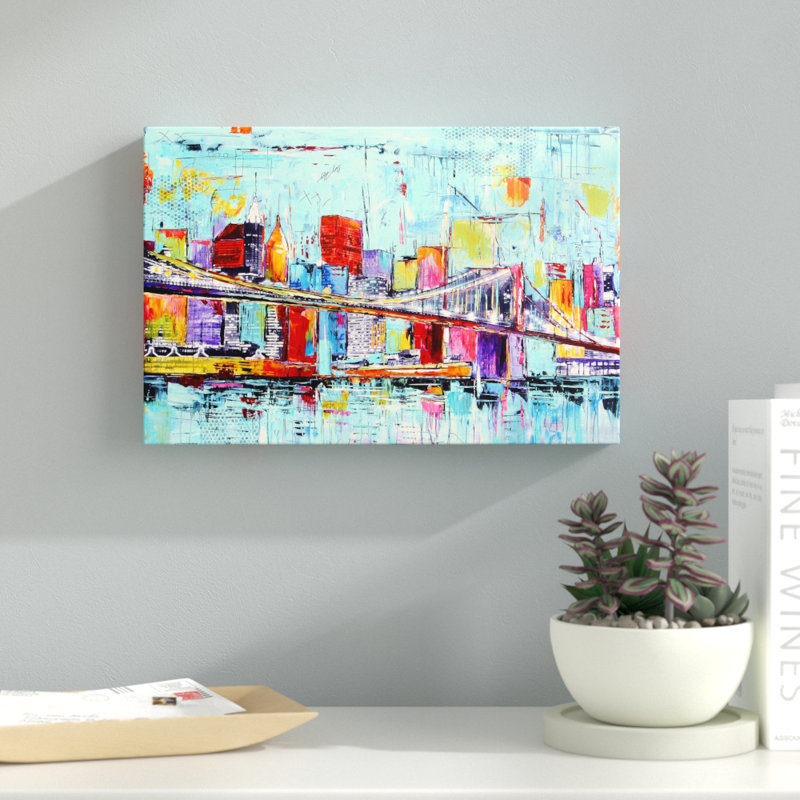 City 1 Piece Wrapped Canvas Painting, 25cm H x 38cm W x 4cm D