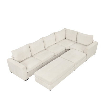 121.3" Sectional Couch Sofa Bed Modular Sofa with Two Movable Ottomans for Living Room