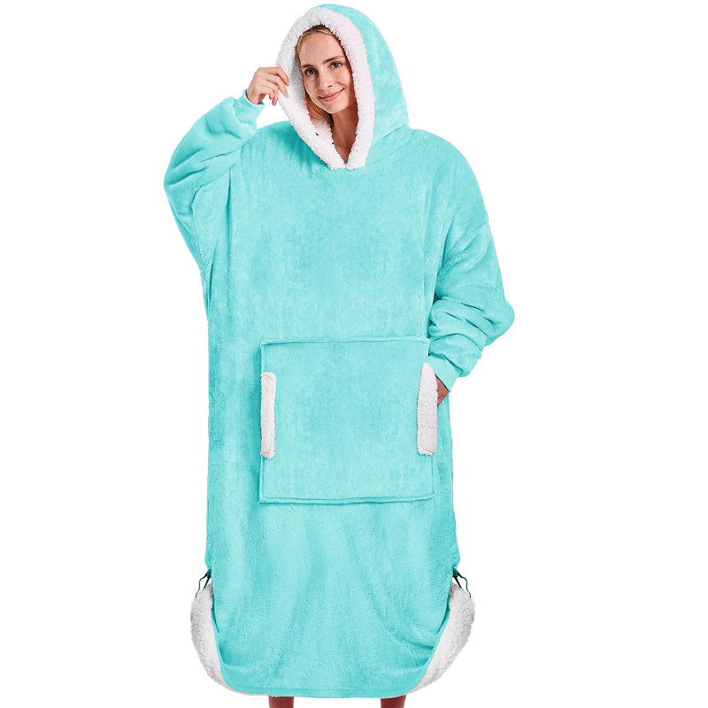 Wearable Blanket Sweatshirt Gifts for Women and Men, Warm and Cozy Giant Blanket Hoodie, Thick Flannel Blanket with Sleeves and Pocket