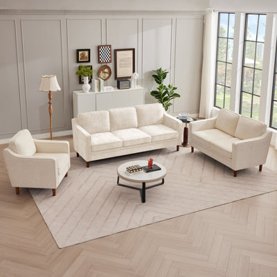 Barton 3 Piece Chenille Living Room Set