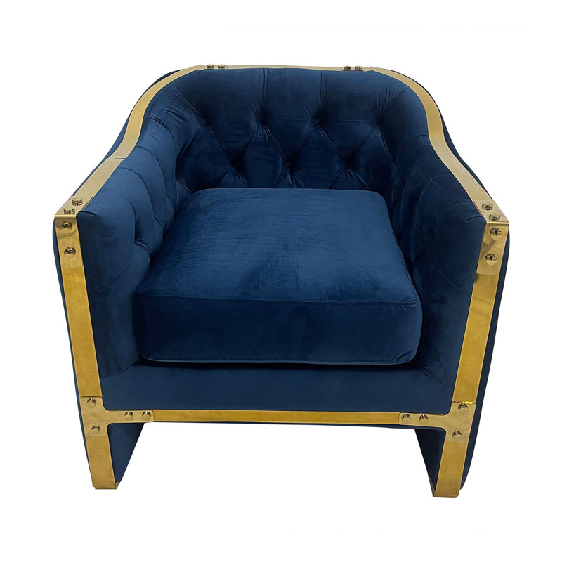 Canapé-lit en velours avec coussin Melange, Bleu marine/doré