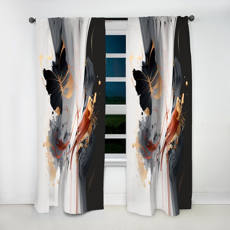 Dufort - Peinture papillon moderne - Rideau moderne - Velours obscurcissant - 1 panneau, L 52 po x L 90 po