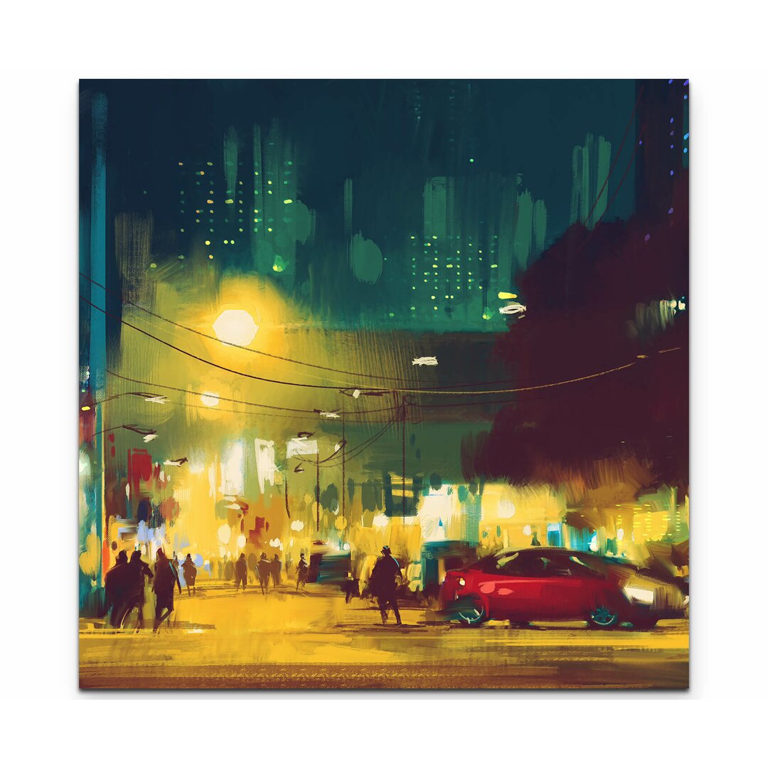 Leinwandbild Stadt bei Nacht - Illustration