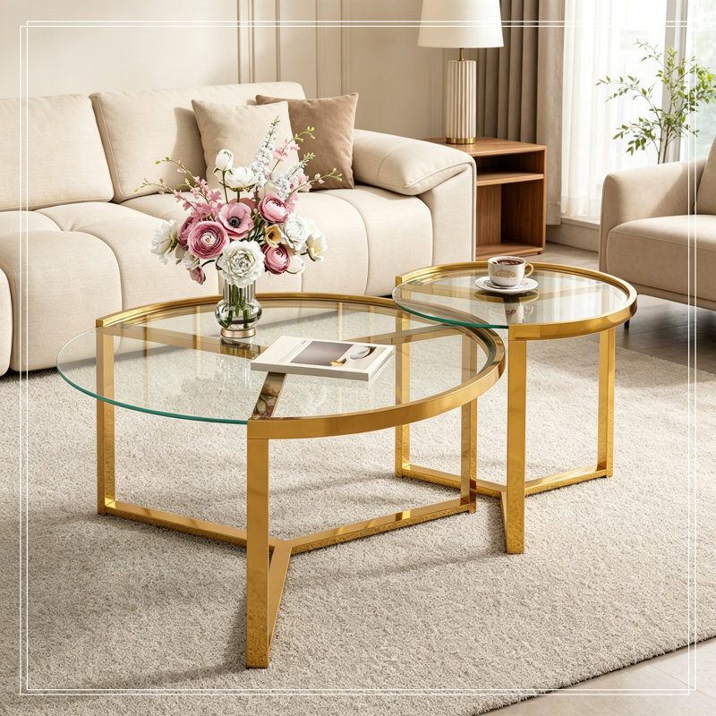 Ensemble de lits gigognes Bedlington en verre avec pieds robustes, Clair