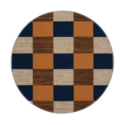 Checkered Brown Indoor and Outdoor Area Rug