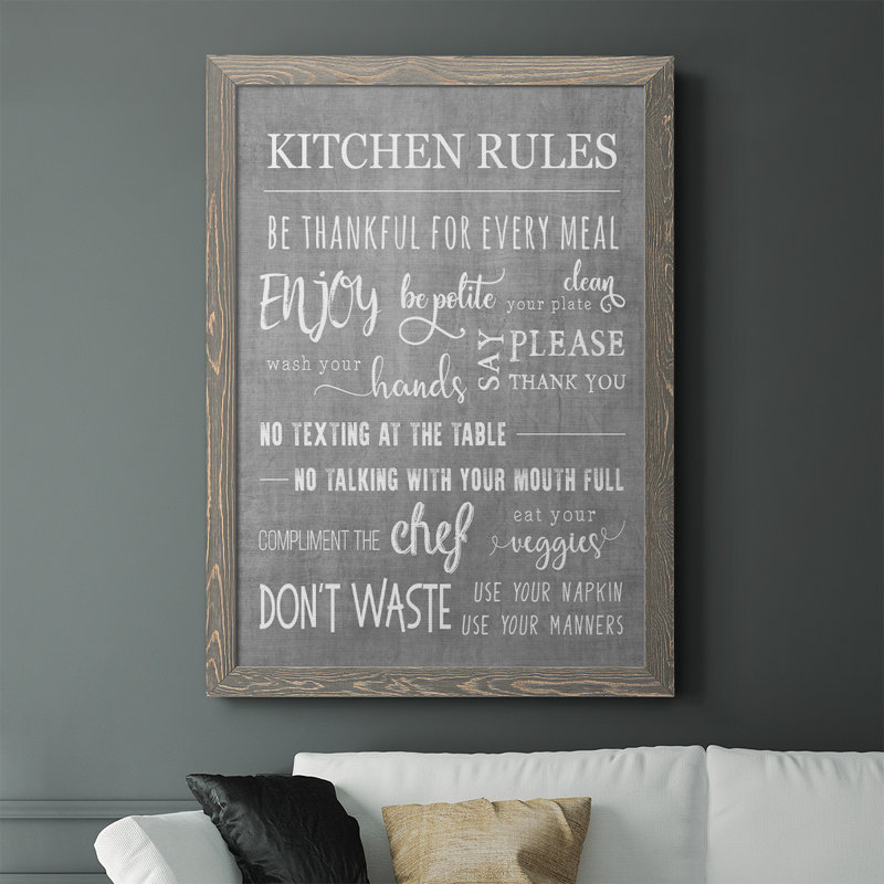 " Neutral Kitchen Rules ", 37.5" H x 27.5" W x 1" D, Gray
