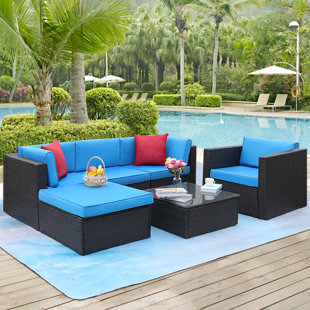 Mykya 5 - Person Modular Patio Conversation Sets with Cushions