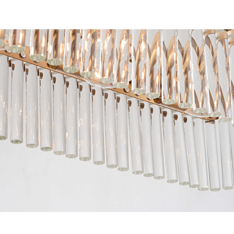 Lustre linéaire rectangulaire en cristal brossé à 8 lumières Casandra