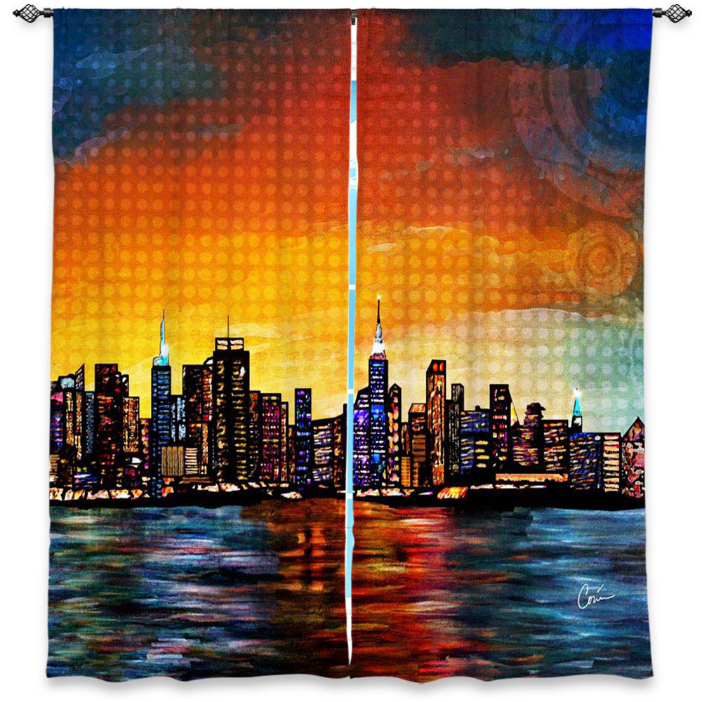 Jarmon Corina Bakke's Window New York Skyline Room Darkening Outdoor Curtain Panels (Set of 2) Latitude Run® Size per 