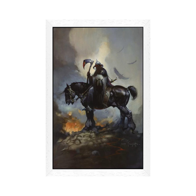 Death Dealer by Frank Frazetta - Floater Frame Painting on Canvas, 152.5 cm H x 101.5 cm W, White Framed