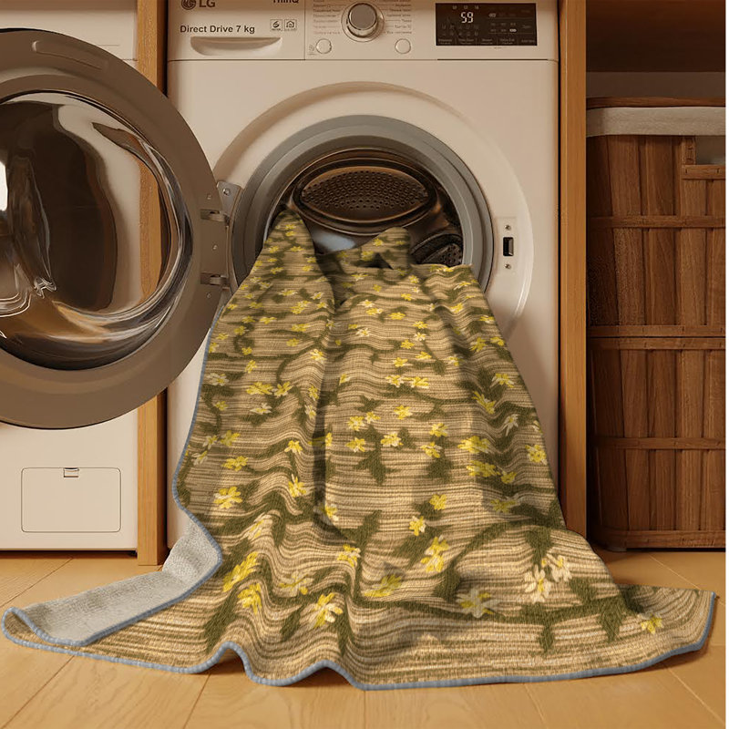 Machine Washable Botanical Brown Area Rug, Rectangle 2' x 3'