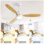 52 Inch Indoor Modern Ceiling Fan White 3 Solid Wood Blades Remote Control Reversible DC Motor With Led Light-329845483-329845484