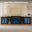 Meuble télé de style ferme avec foyer intégré de 343 cm (135 po), centre de divertissement avec éclairage DEL, prises électriques, bibliothèque ouverte et placards de rangement. Grande console multimédia avec foyer électrique de 76 cm (30 po) aux flammes colorées et portes à volutes rétro, noir.-1661895195-1661895196