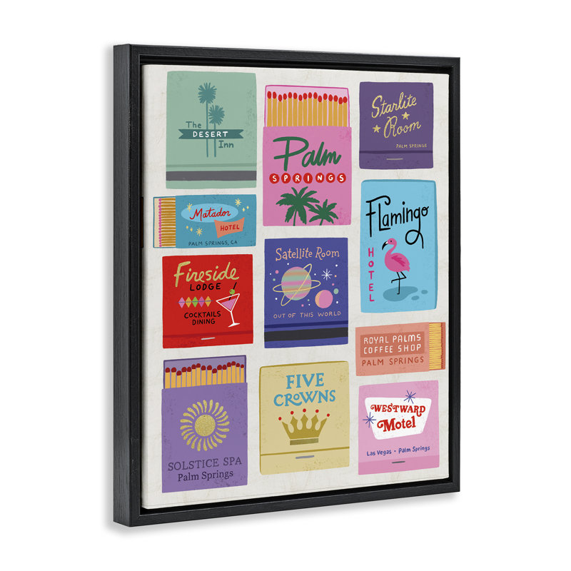 Cadre flottant Retro Glam Matchbook, design par Nina Seven, Cadre flottant noir de jais, H 21 po x l 17 po