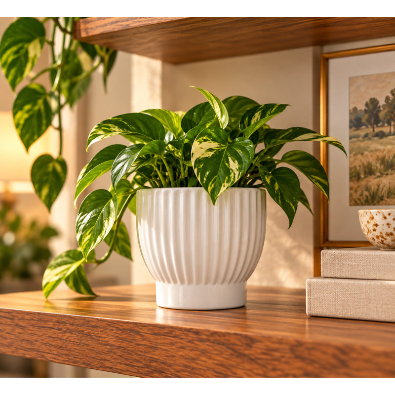 Matte White Ribbed Pot