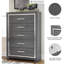 Commode 5 tiroirs Modern Glam, gris