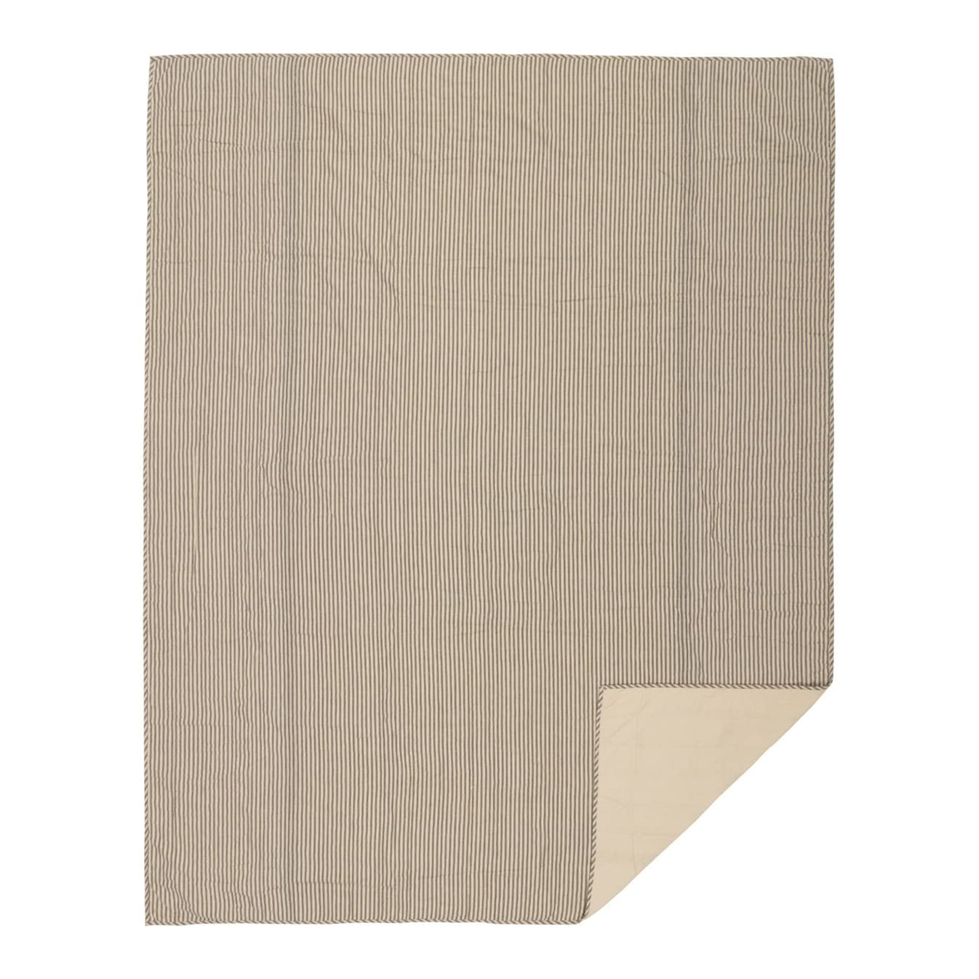 Sawyer Mill Ticking Stripe Quilt Coverlet, Twin, Coal Black & Dark Creme