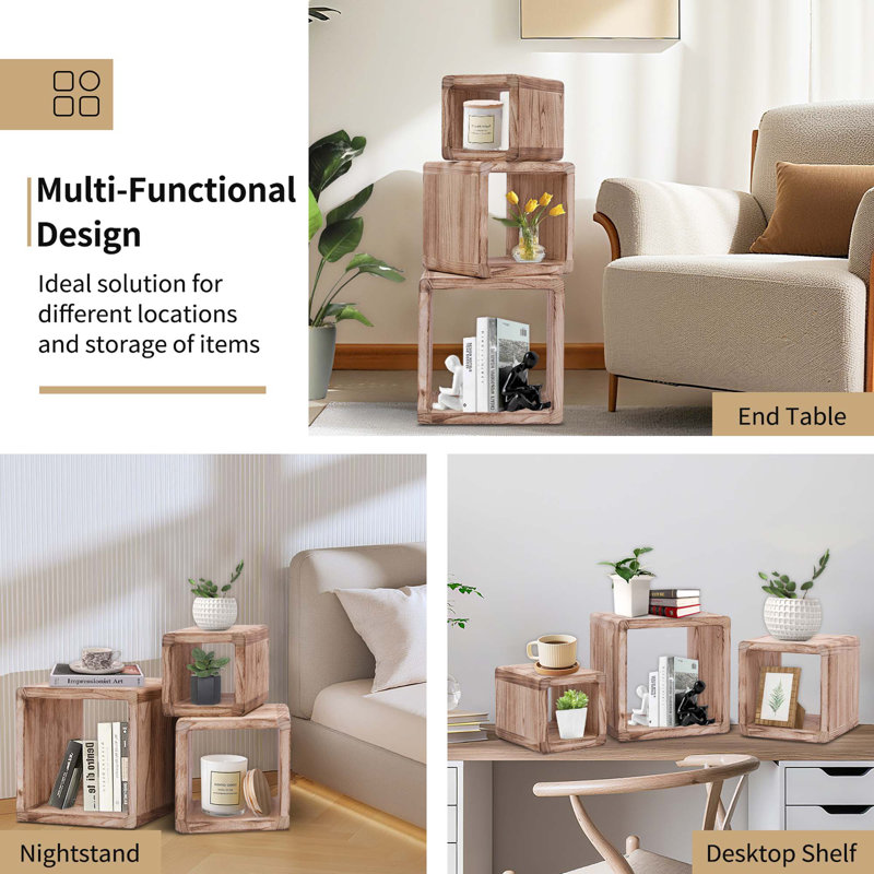 Solid Wood Nesting Tables (Set of 3), Natural