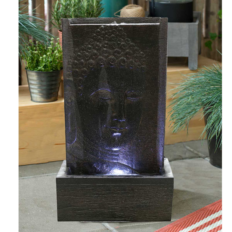 Fontaine murale Bouddha en résine avec lumière