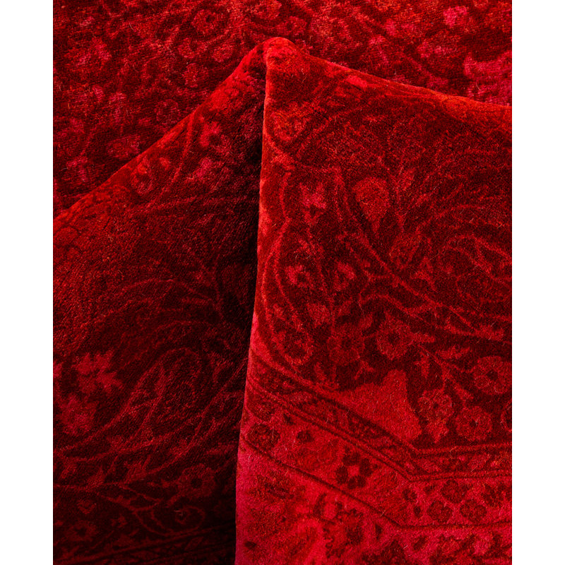 Overdyed Hand-Knotted Wool Modern-Contemporary Rust Area Rug 6' 1" x 6' 1"