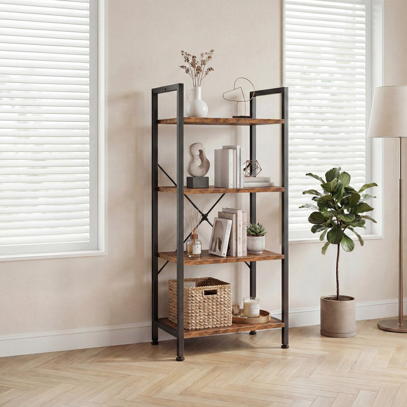 Étagère de rangement industrielle en métal et bois, étagère ouverte autoportante pour le salon, la cuisine, le bureau, support utilitaire robuste pour livres, plantes, décor