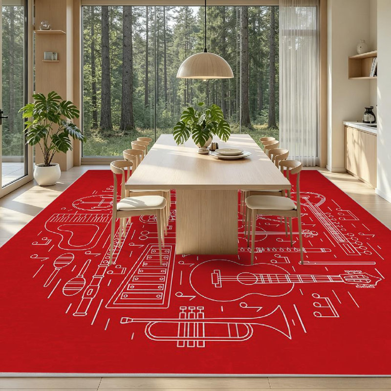 Tapis noir noir lavable en machine, Rectangle 79 po x 118 po