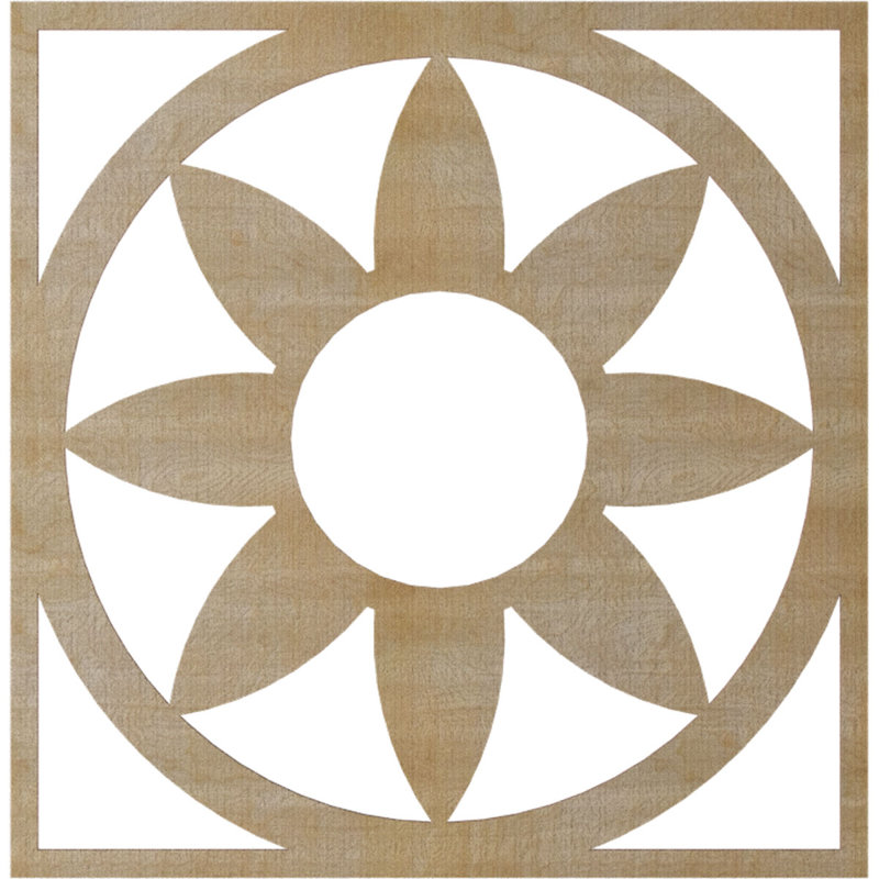 Médaillon de plafond en bois Blume, H 36 po x l 36 po x P 0,25 po, Bouleau