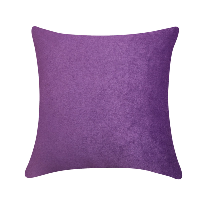 Housse et oreiller carré en velours, Violet, 22 po x 22 po, Polyester