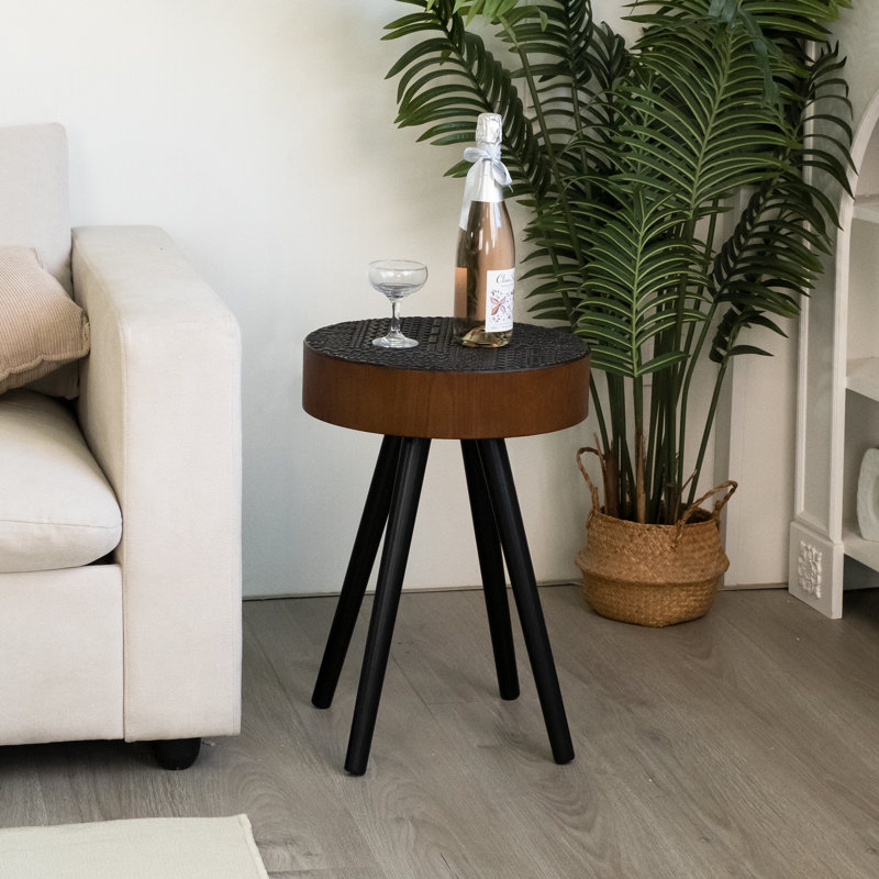 Table d'appoint ronde 15,7 pouces, Plateau noir / base brune